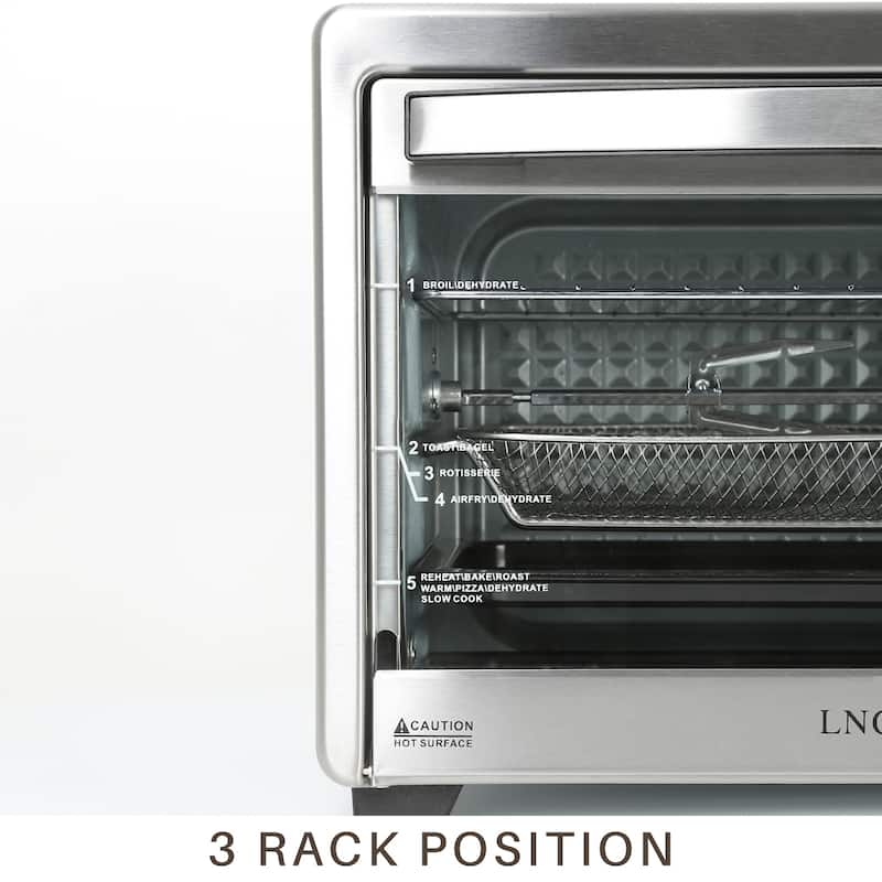 LNC 12-In-1 Large 34QT Countertop Toaster Oven Convection Rotisserie Air Fryer - 19.5" L x 15" W x 12.5" H