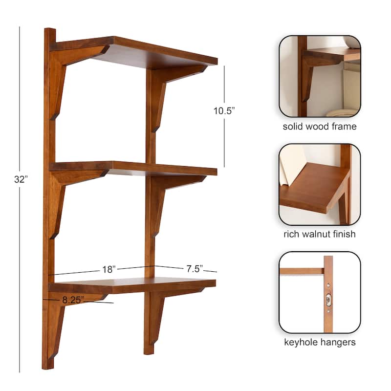 Kate and Laurel Meridien Mid-Century Wall Shelves