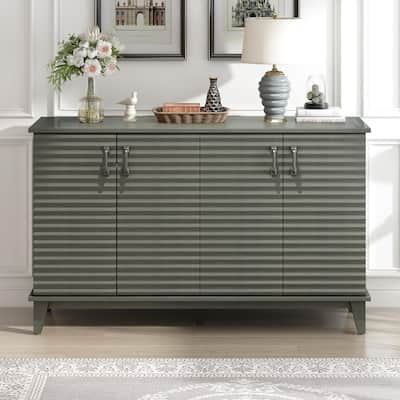 60" 4 Door, Adjustable Shelves, and Metal Handles Buffet/Sideboard
