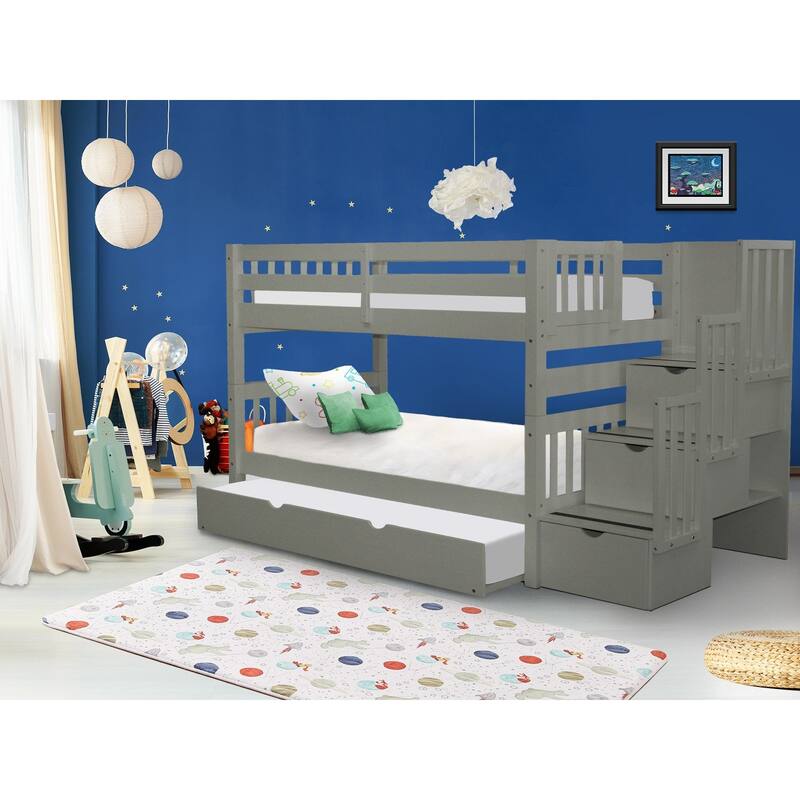 Taylor & Olive Trillium Twin over Twin Stairway Bunk Bed, Twin Trundle