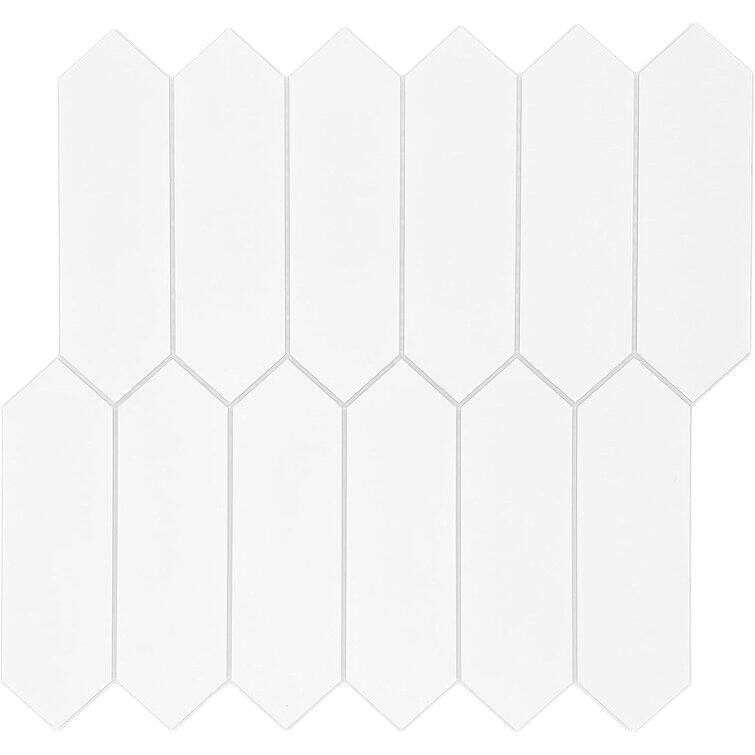 12"x11.22" Long Hexagon Stone Composite Peel and Stick Backsplash Tile Mosaic Wall Tile for Kitchen （10 PCS）