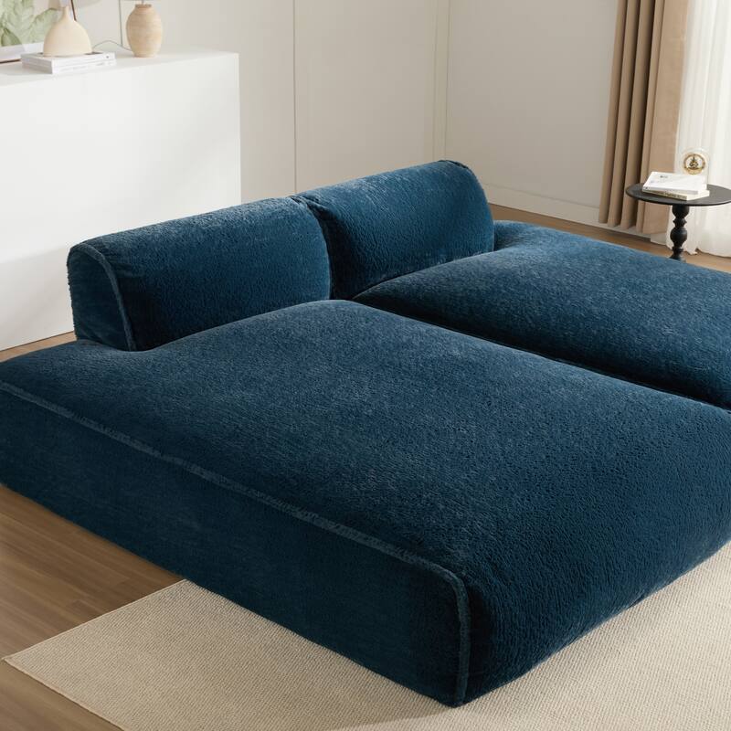90" Plush Fabric Modular Sectional Sofa with High-Density Foam & Pocket Springs,and 2-Piece Fully Compressed Design