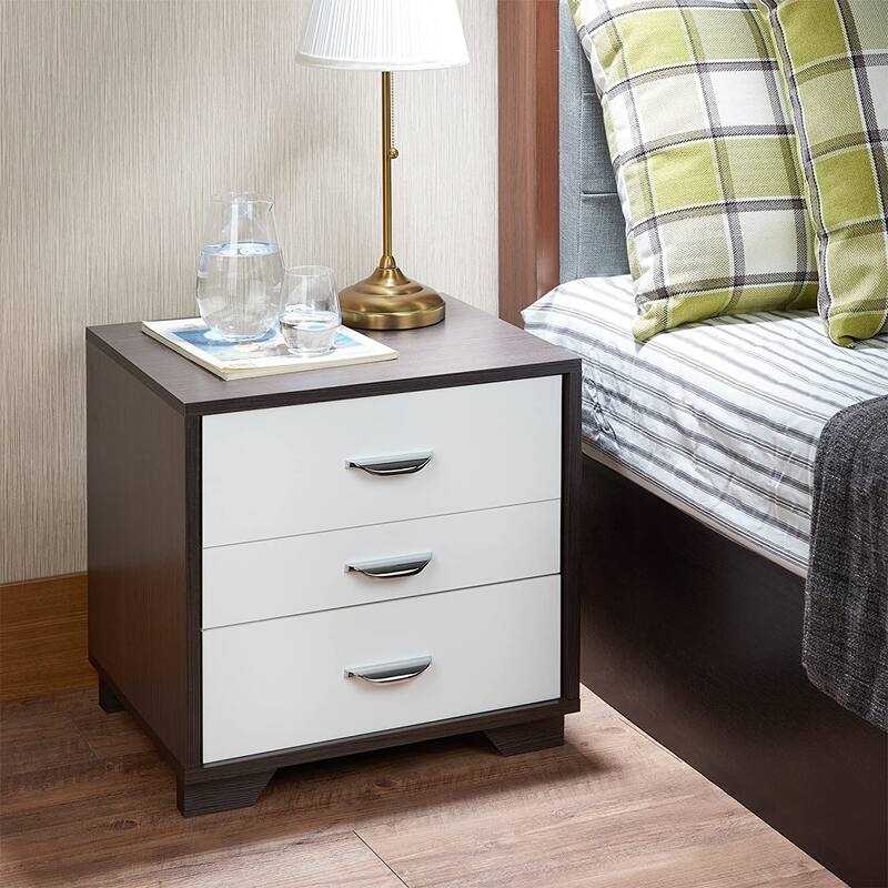 Two-tone Finish Nightstand with 3 Drawers