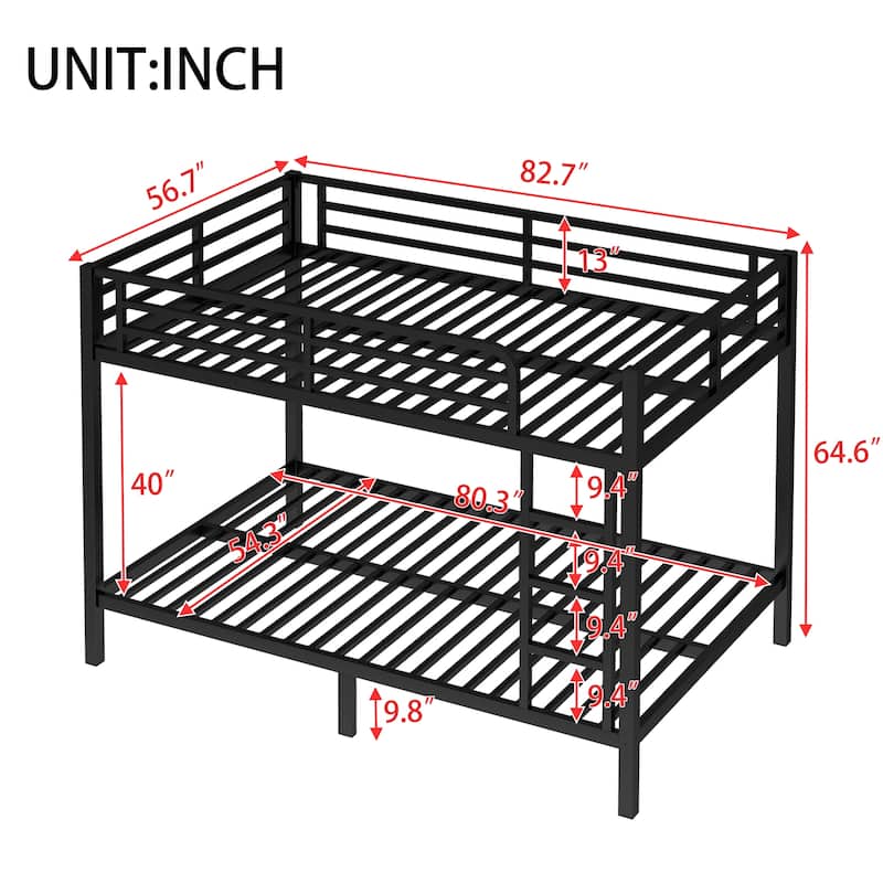 Metal Bunk Bed,Full XL over Full XL