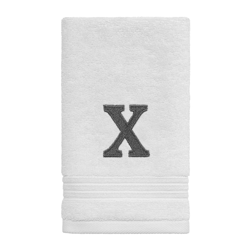 Avanti Linens Wht/Gry Block Monogram Fingertip Towel - Fingertip Towel