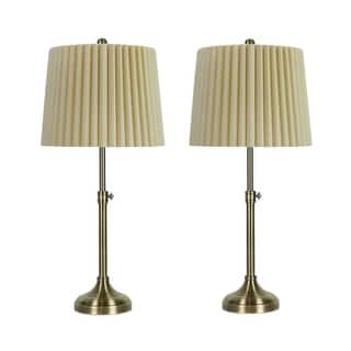 Pair of 24.25-30" Adjustable Metal Table Lamps with Designer Mini-Fluted Shades - 30