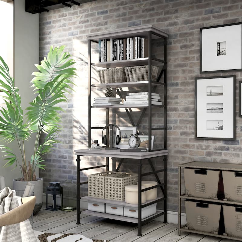 Rendrick Farmhouse Adjustable Shelves Bookcase by Furniture of America - Antique Grey