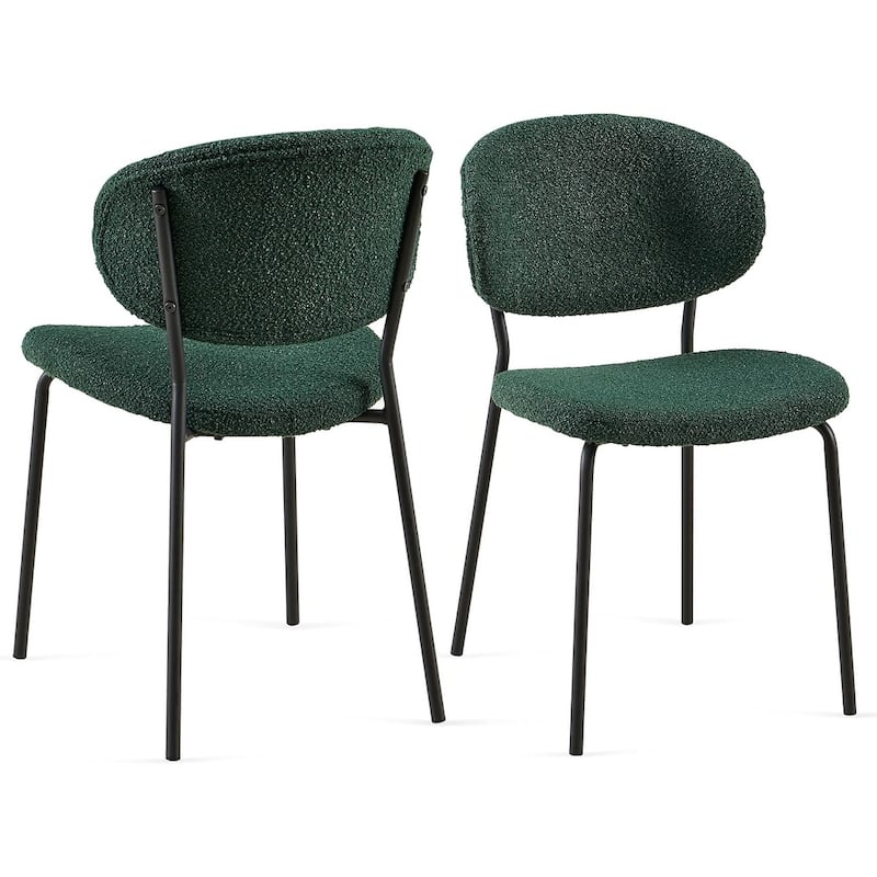 Howtai Round Kitchen Dining Chairs Upholstered,Metal Legs - 2 Chairs - Green