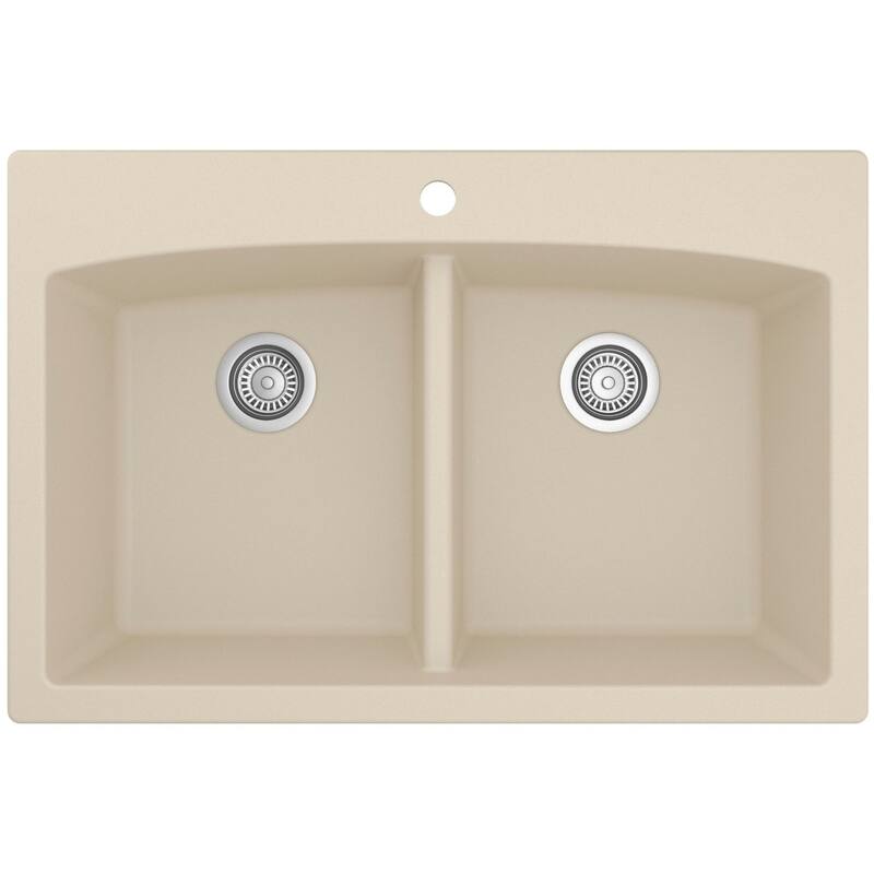 Karran USA QT-710 Drop-in Quartz/Granite 33" 1-Hole 50/50 Double Bowl - Bisque