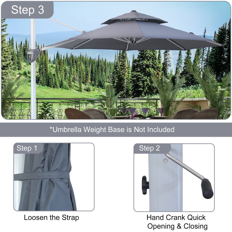 Clihome 11ft Patio Cantilever Octagonal Outdoor Umbrella With Umbrella Cover