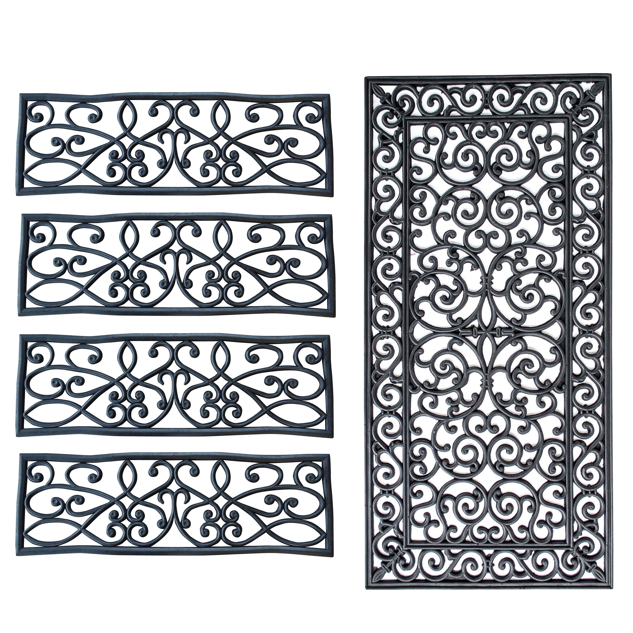 Shop Black Friday Deals On Decorative Scrollwork Entryway Rubber Mat Set 5 Piece 47 X 23 5 X 0 38 Overstock 31586655