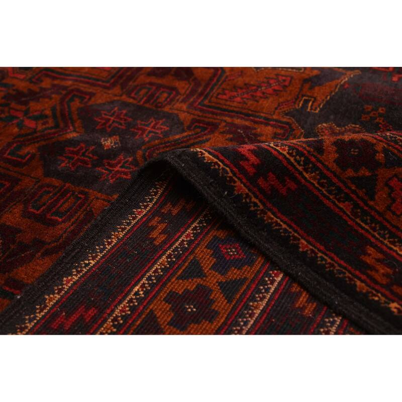 ECARPETGALLERY Hand-knotted Teimani Black, Burnt Orange Wool Rug - 3'9 x 6'4