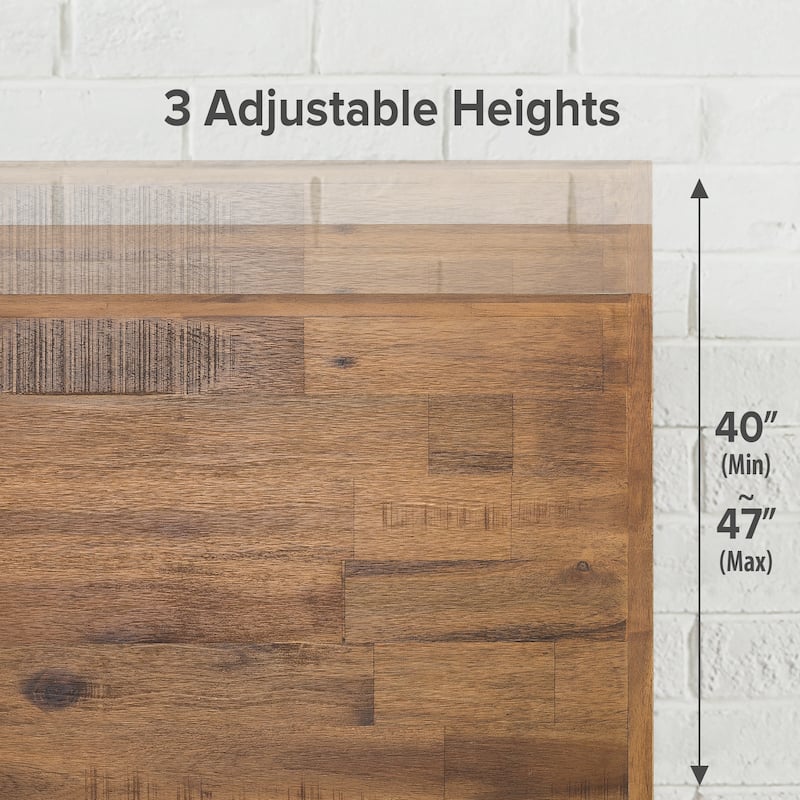 Priage by ZINUS Brown Wood Platform Bed Frame with Adjustable Headboard