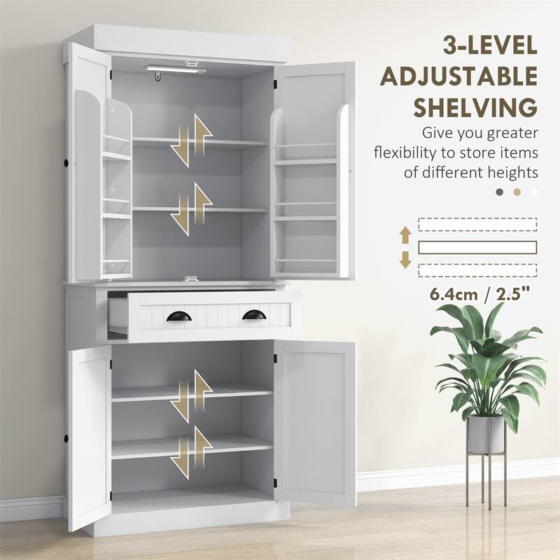 71" Kitchen Pantry Cabinet w/Motion Sensor Light,Tall Storage Cabinet