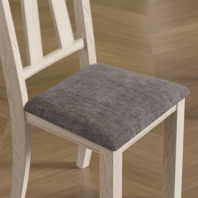VECELO Dining Table Set with Bench, Solid Wood Rectangular Extendable Dining Table & Solid Wood Dining Chairs