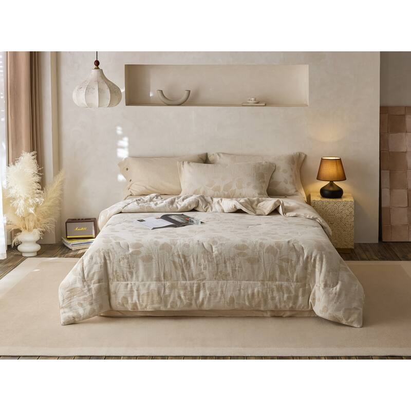 Luna Jacquard Linen Cotton Quilt Set with Pillowcase