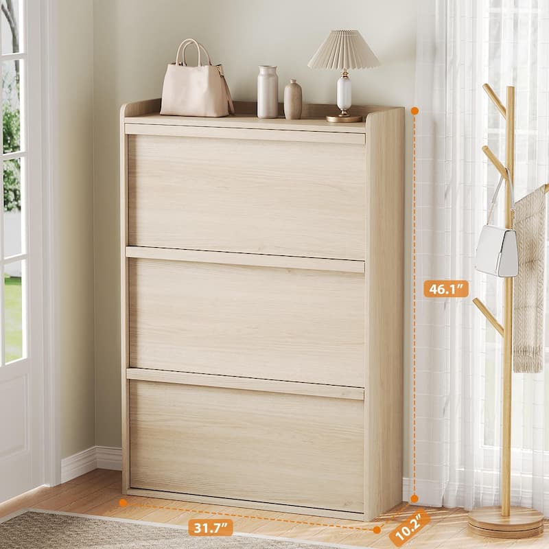 Drawer Wooden Shoe Cabinet with Adjustable Shelves
