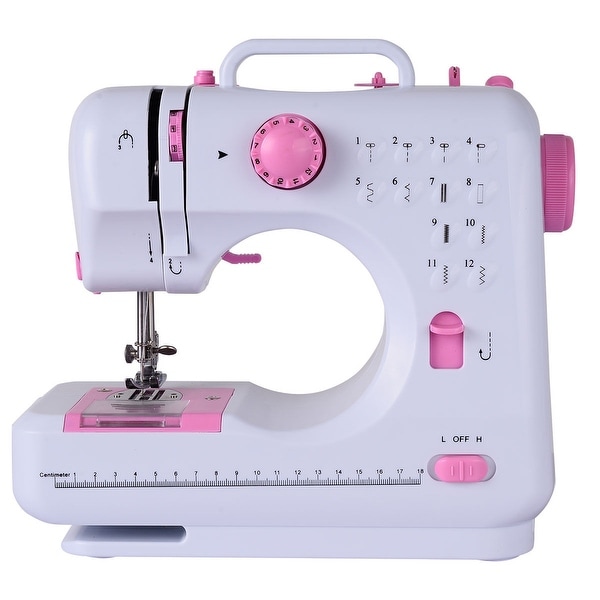 Costway Sewing Machine Free-Arm Crafting Mending Machine with 12 Built-In Stitched White