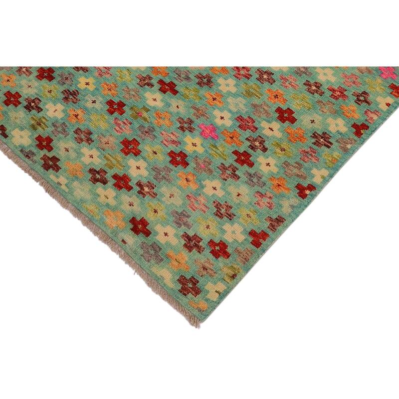 Boho Chic Balochi O'Connor Blue/Rust Hand Knotted Wool Rug - 3'2'' x 5'1''