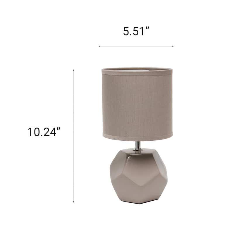 10.24" Modern Geometric Table Lamp with Ceramic Base and Fabric Shade for Bedroom or Office - 5.51"L x 5.51"W x 10.24"H