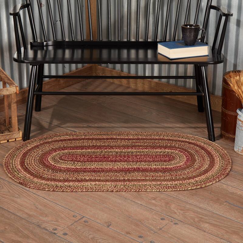 Cider Mill Jute Rug Oval w/ Pad 27x48 - 27" x 48" Oval - 27" x 48" Oval - Red