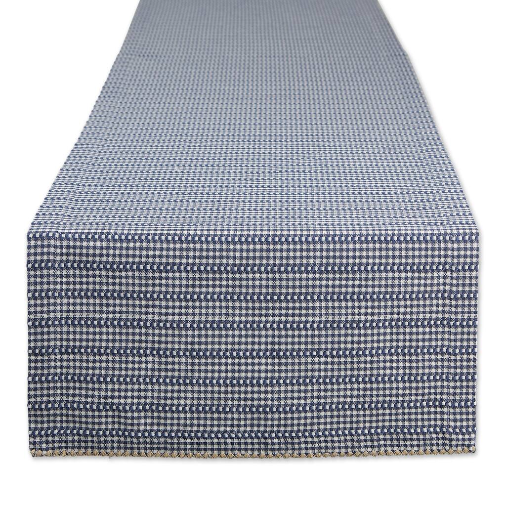 Farmhouse Gingham Cotton Table Runner - 72" - French Blue and White