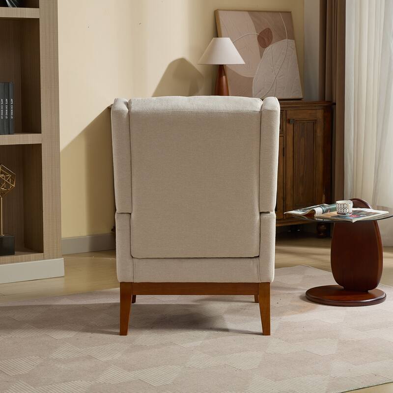 Modern Accent Wingback Chair,Polyester Blend High Back Reading Chair ,Upholstered Armchair Club Chair,Single Sofa with Wood Legs