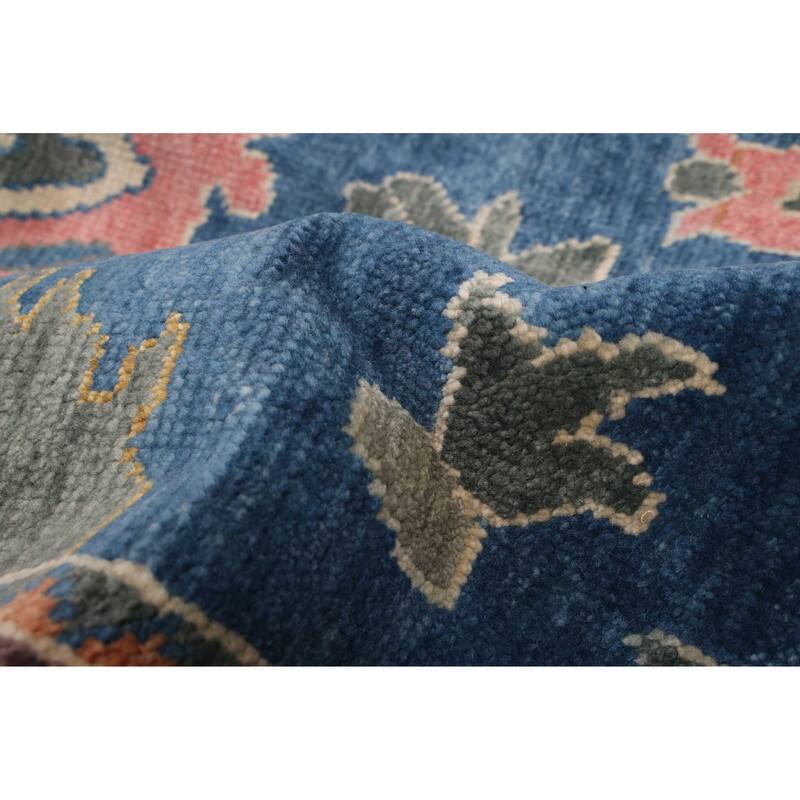 ECARPETGALLERY Hand-knotted Modern Oushak Dark Blue Wool Rug - 9'11 x 14'0