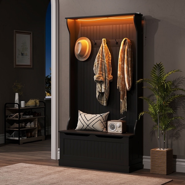 新品本物 LED with Tree Hall 3-In-1 HOMCOM Lights Storage Shoe and 小物入れ