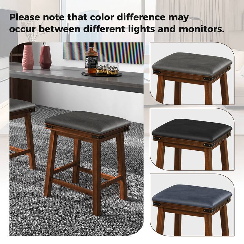Costway 24'' Dining Bar Stool Set of 2 Counter Height Padded Seat Wood - See Details