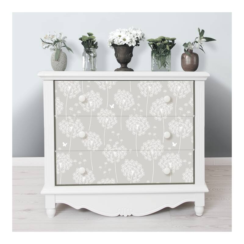 NuWallpaper Dandelion Grey Peel & Stick Wallpaper - 216in x 20.5in x 0.025in