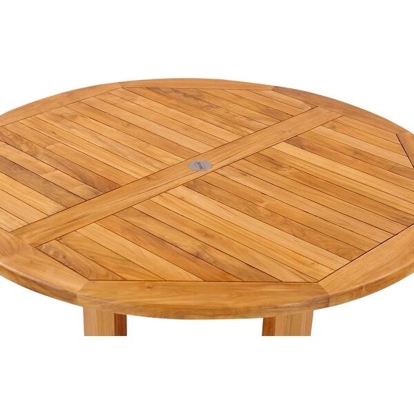 Chic Teak Hatteras Round Teak Wood Outdoor Patio Dining Table 48 Inch Overstock 31288327