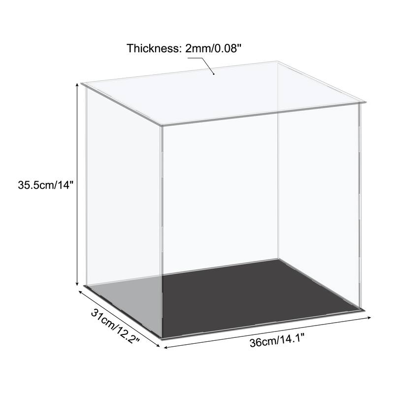 Acrylic Display Case Plastic Box Cube Storage Small Dustproof Showcase - 14.1x12.2x14 Inch