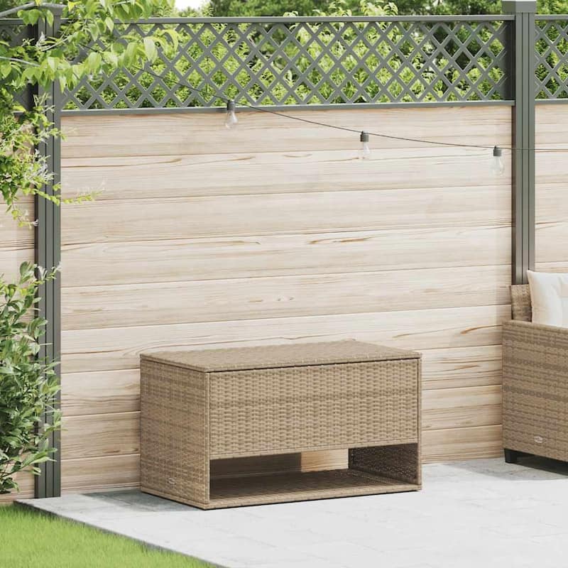 vidaXL Cushion Box Beige PE rattan, powder-coated steel, polyester Medium - 21.7 x 39.4 x 21.9