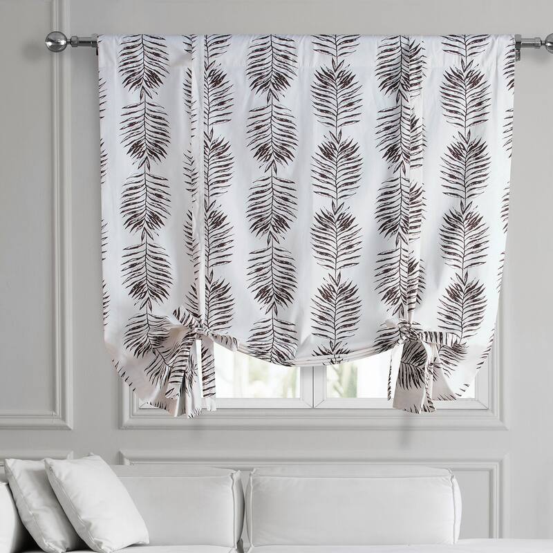 Exclusive Fabrics Sago Printed Cotton Tie-Up Window Shade (1 Panel) - 46 X 63 - Sago Nut Brown