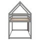 preview thumbnail 21 of 26, Distinctive Twin over Twin Low House Bunk Kids Bed with Roof,Ladder,Guardrail and House-shaped Frame