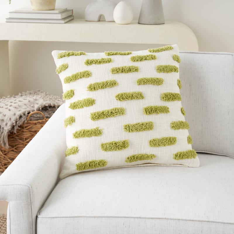 Mina Victory Life Styles Tufted Lines Geometric 18" x 18" Indoor Throw Pillow