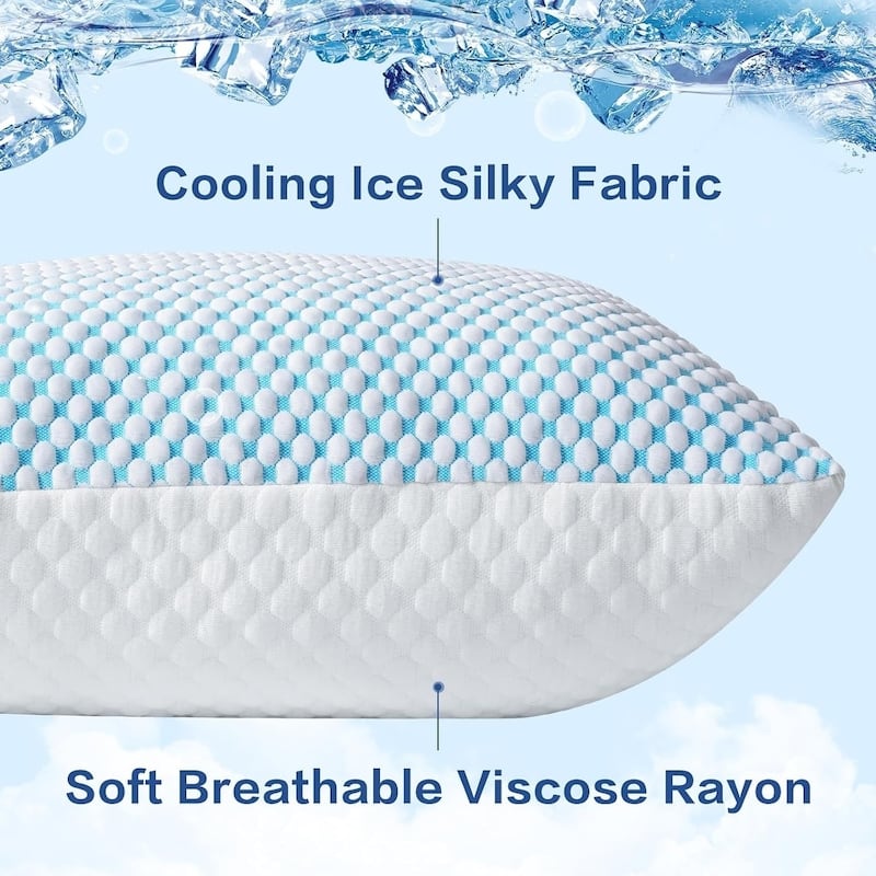 2-Pack Memory Foam Pillow, Cooling & Soft