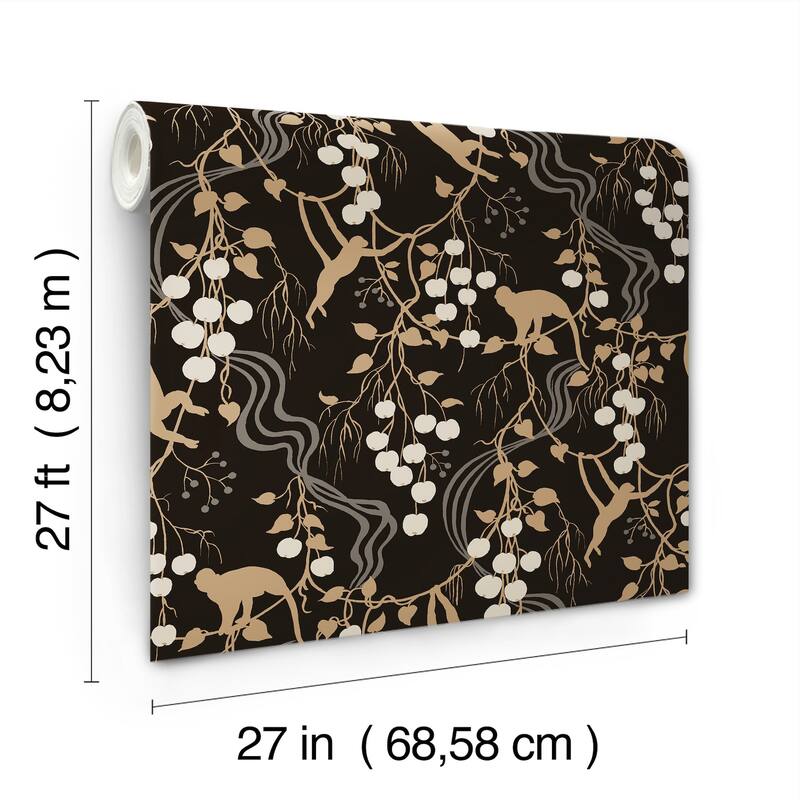 A-Street Prints Linden Black Jungle Canopy Wallpaper