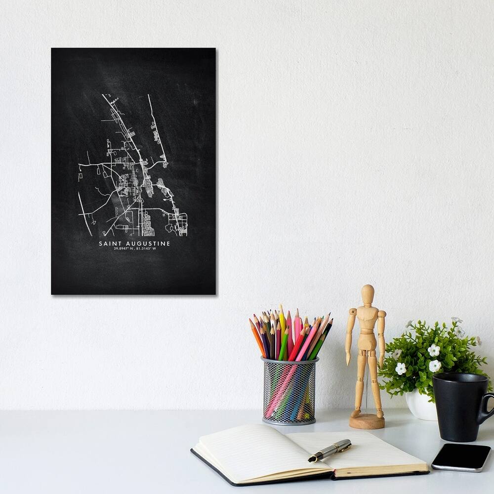 iCanvas "Saint Augustine City Map Chalkboard Style" by WallDecorAddict Canvas Print