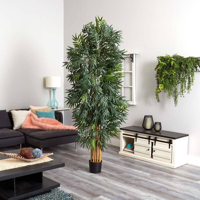 Artificial Palm Tree 7.5Ft - Tropical Indoor Outdoor Decor, Lush Greenery, Realistic Design, Home Office Accent - 7.5ft.