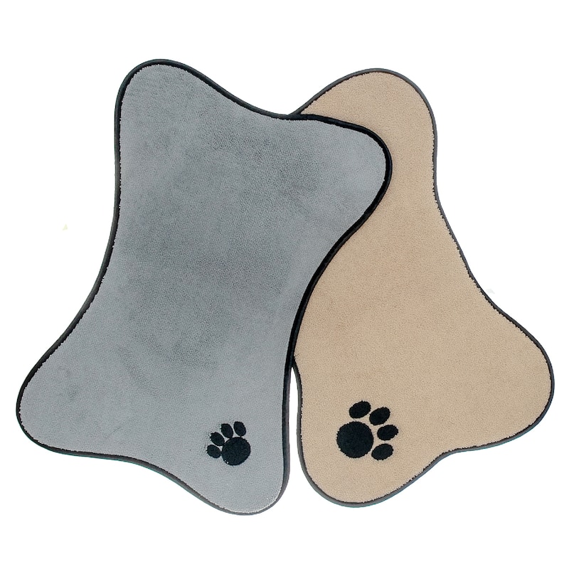 Microfibre Bone Mat Paw Embroidery - Set of 2
