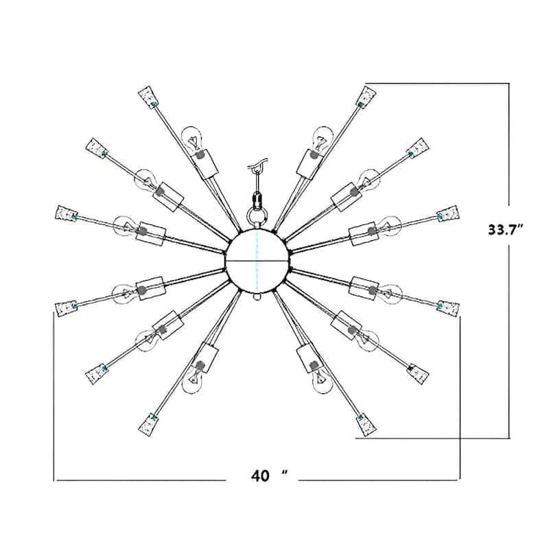 24-Light Starburst Sparkling Sputnik Chandelier Large Pendant Light