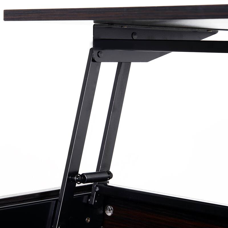 HOMCOM 39" Modern Lift Top Coffee Table Desk With Hidden Storage Compartment for Living Room, Coffee Brown Woodgrain