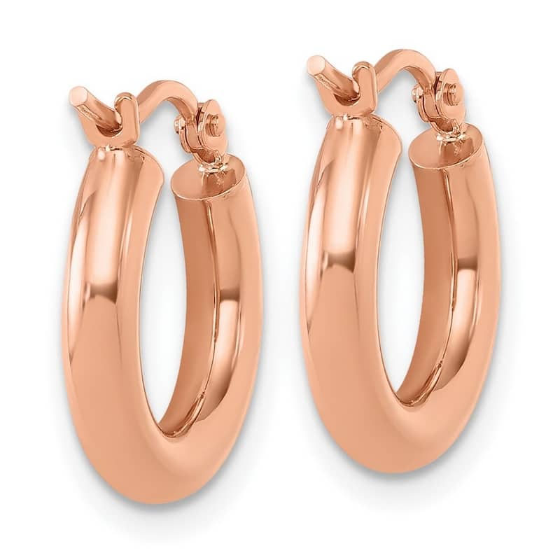 Curata 14k Rose Gold 3x17mm Polished Classic Hoop Earrings