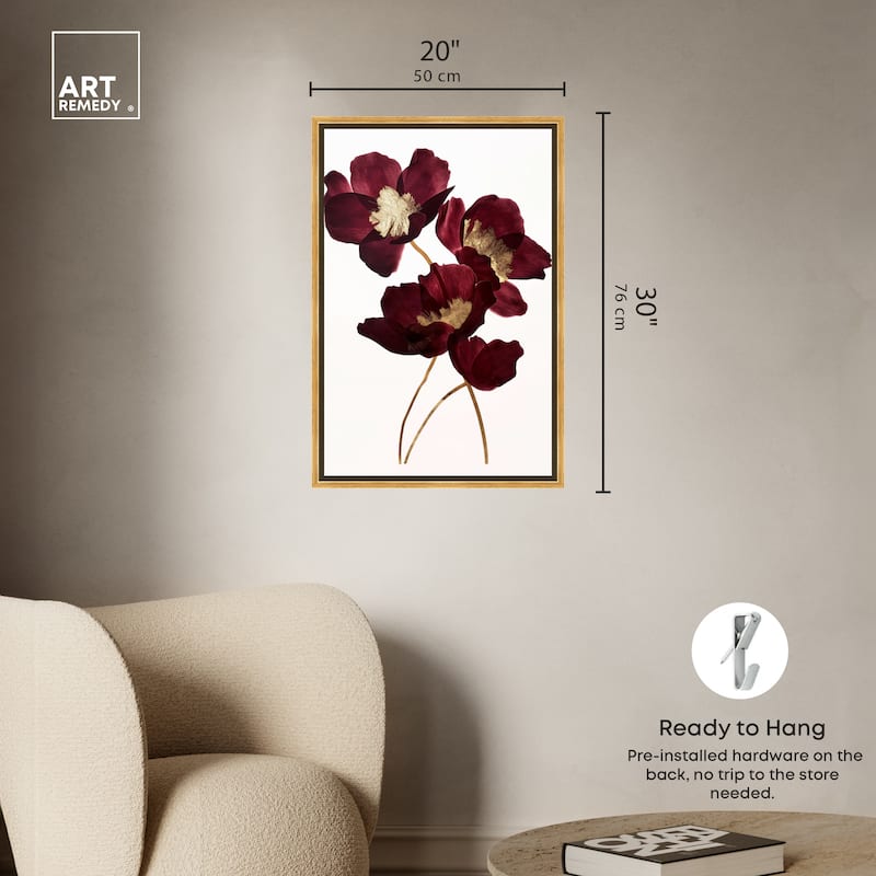 Art Remedy Wine Flowers Framed Floral Fine 1 Piece Canvas Wall Art