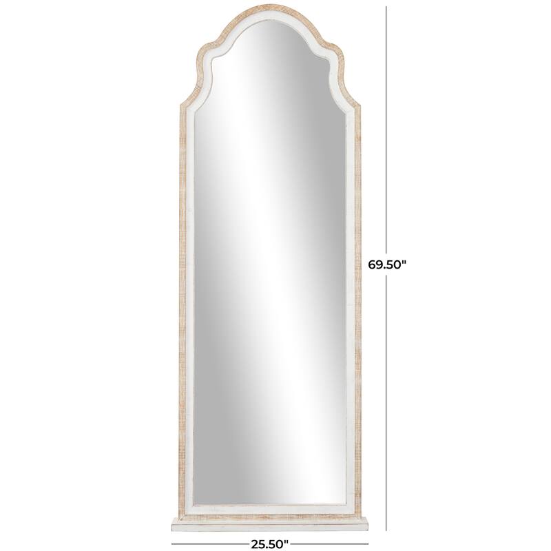 Wood Tall Wall Mirror with Arched Top - Brown - Roche River Decor - 3"W x 26"L x 70"H