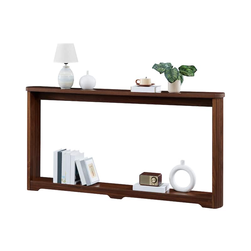 Console Table Side Table with Bottom Shelf, Rustic Side Table Hallway Table Walnut Entryway Table for Living Room