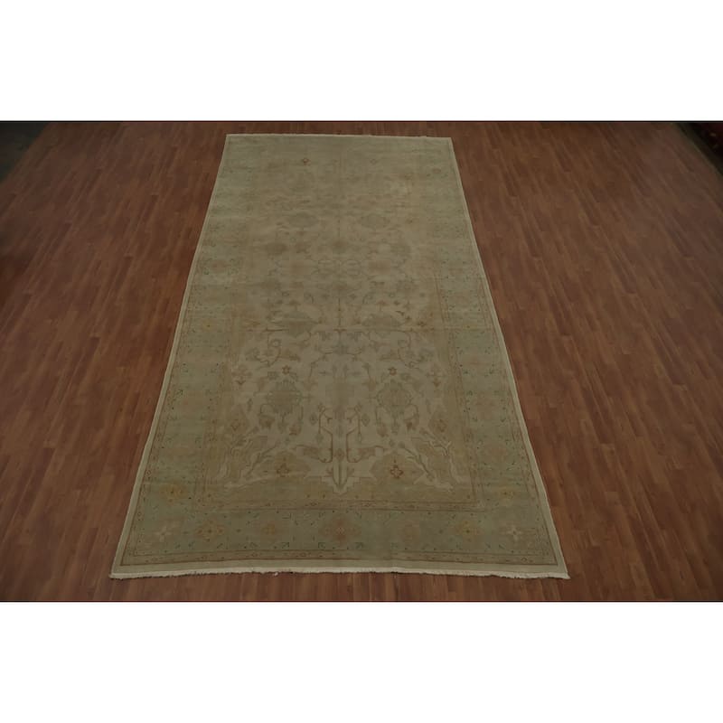 Hand Knotted Oriental 100% Wool Carpet Traditional Floral Beige & Ivories Ziegler Area Rug - 16' 8'' X 8' 0''