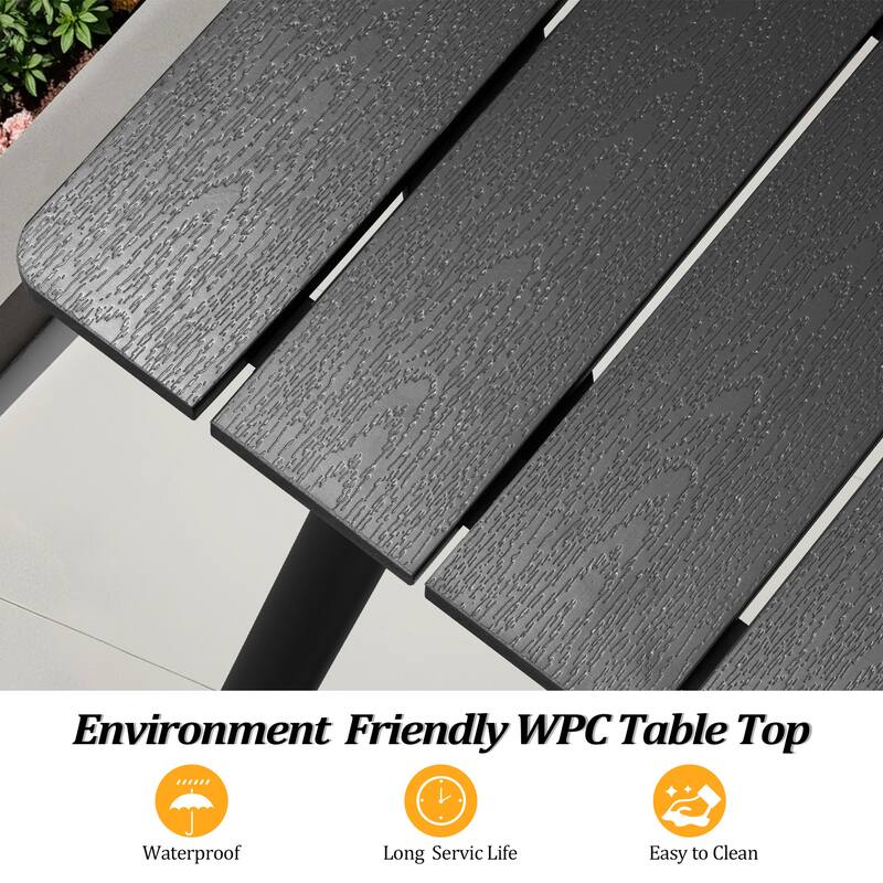 9-Piece Outdoor Rectangle Aluminum Dining Table with Stackable Chairs